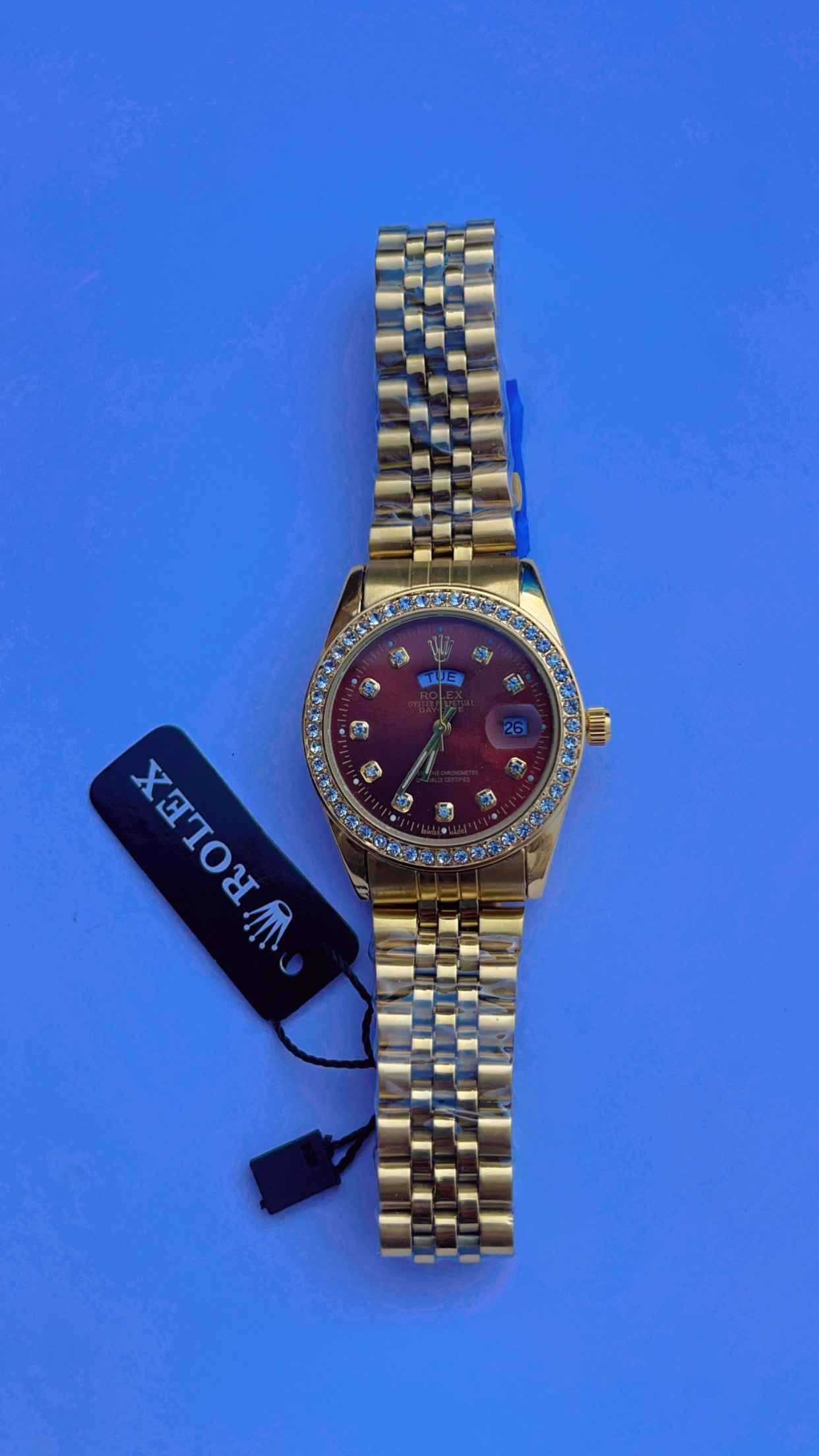 Golden stainless steel watch