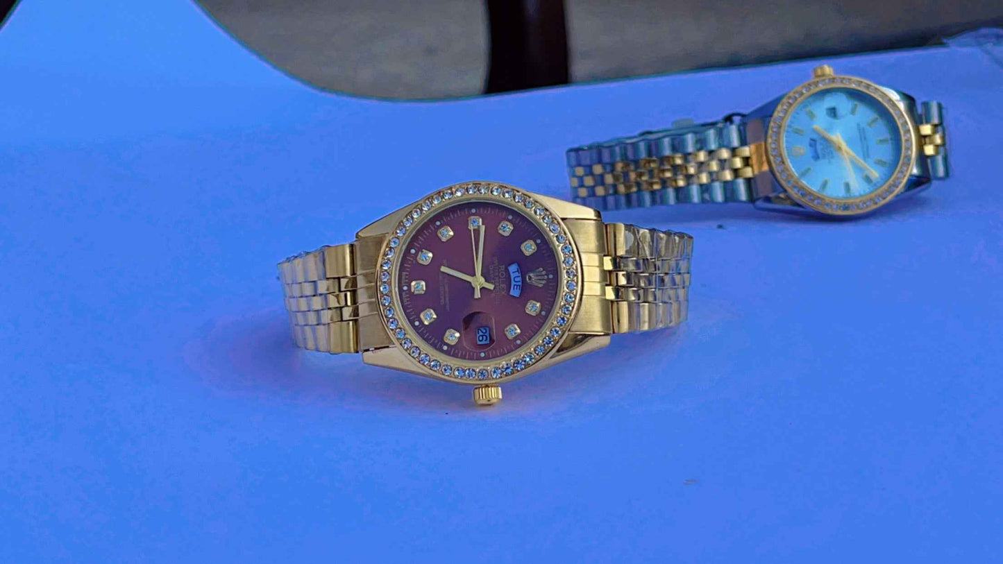 Golden stainless steel watch