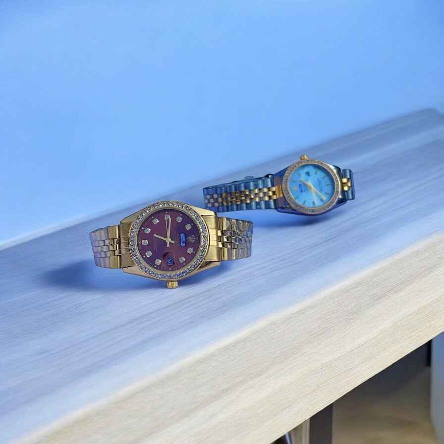 Golden stainless steel watch