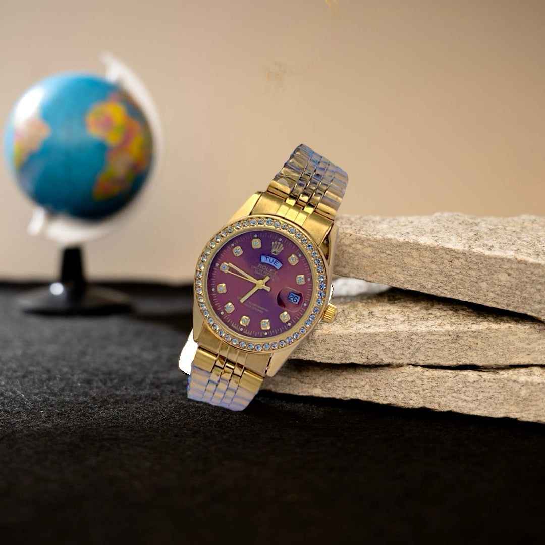 Golden stainless steel watch