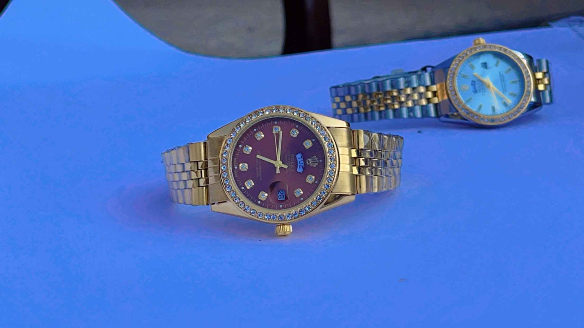 Golden stainless steel watch